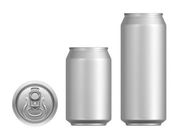 Cans of beer or other drinks on a white background