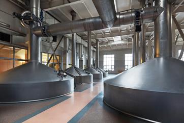 Brewing production - mash vats, the interior of the brewery, nobody